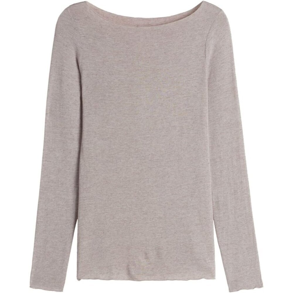Woman's Modal Cashmere Ultralight Boat Neck Top Medium Slim Fit